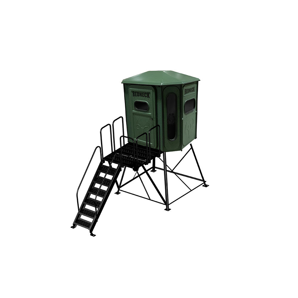 redneck tent The Predator Platinum 360° 5X6 Box Blind With 5' Stairway System / Redneck Green
