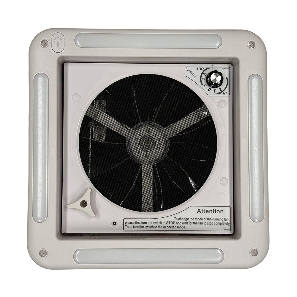 View of 12-volt camper vent fan that attaches to the Freedom Camper