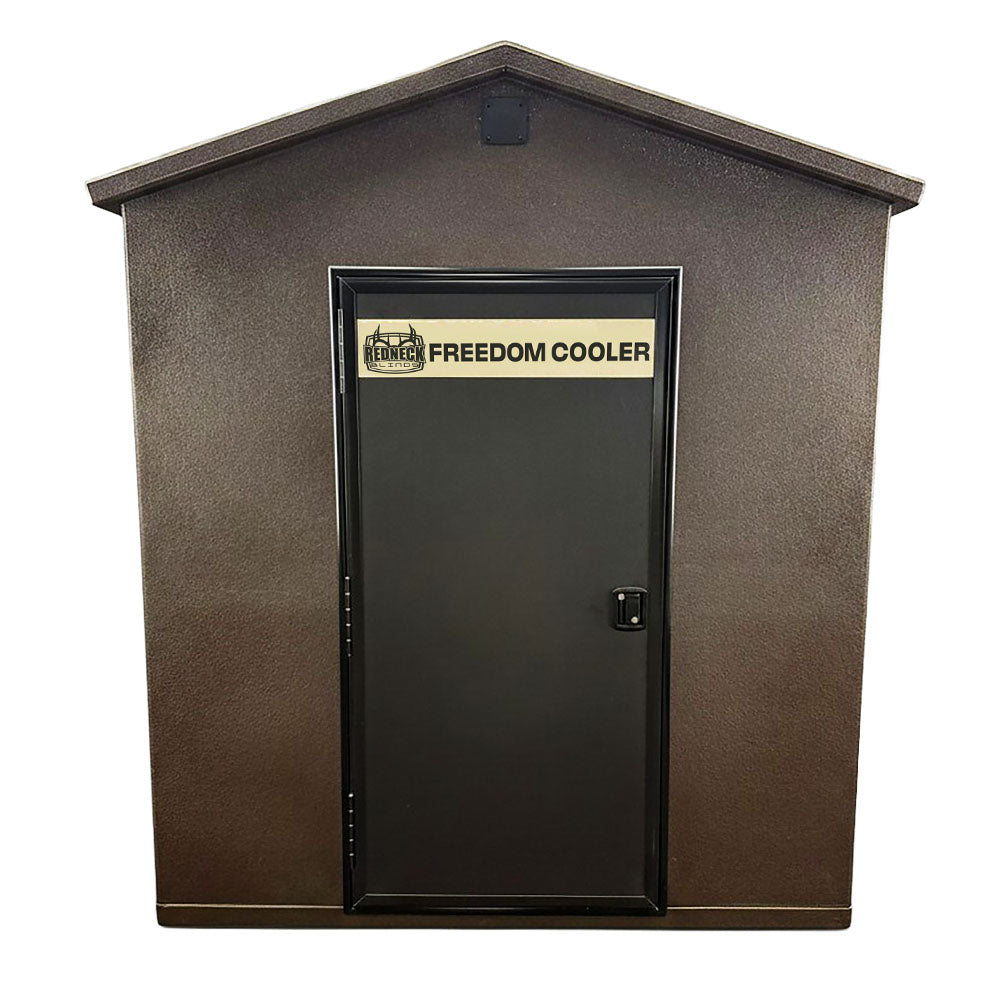 Front door to the Freedom Walk-In Deer Cooler