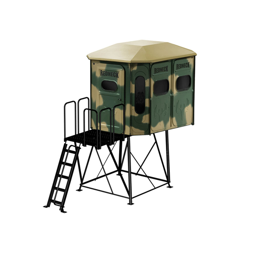 The Game Changer Platinum 360° 6X8 Box Blind With 5' Deluxe Stand & Porch Extension / Camo