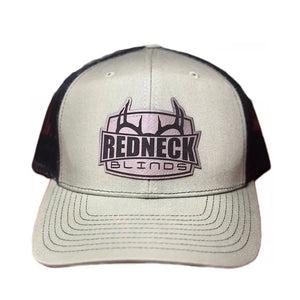 Trucker Hat - Green with black mesh and leather Redneck Blinds logo