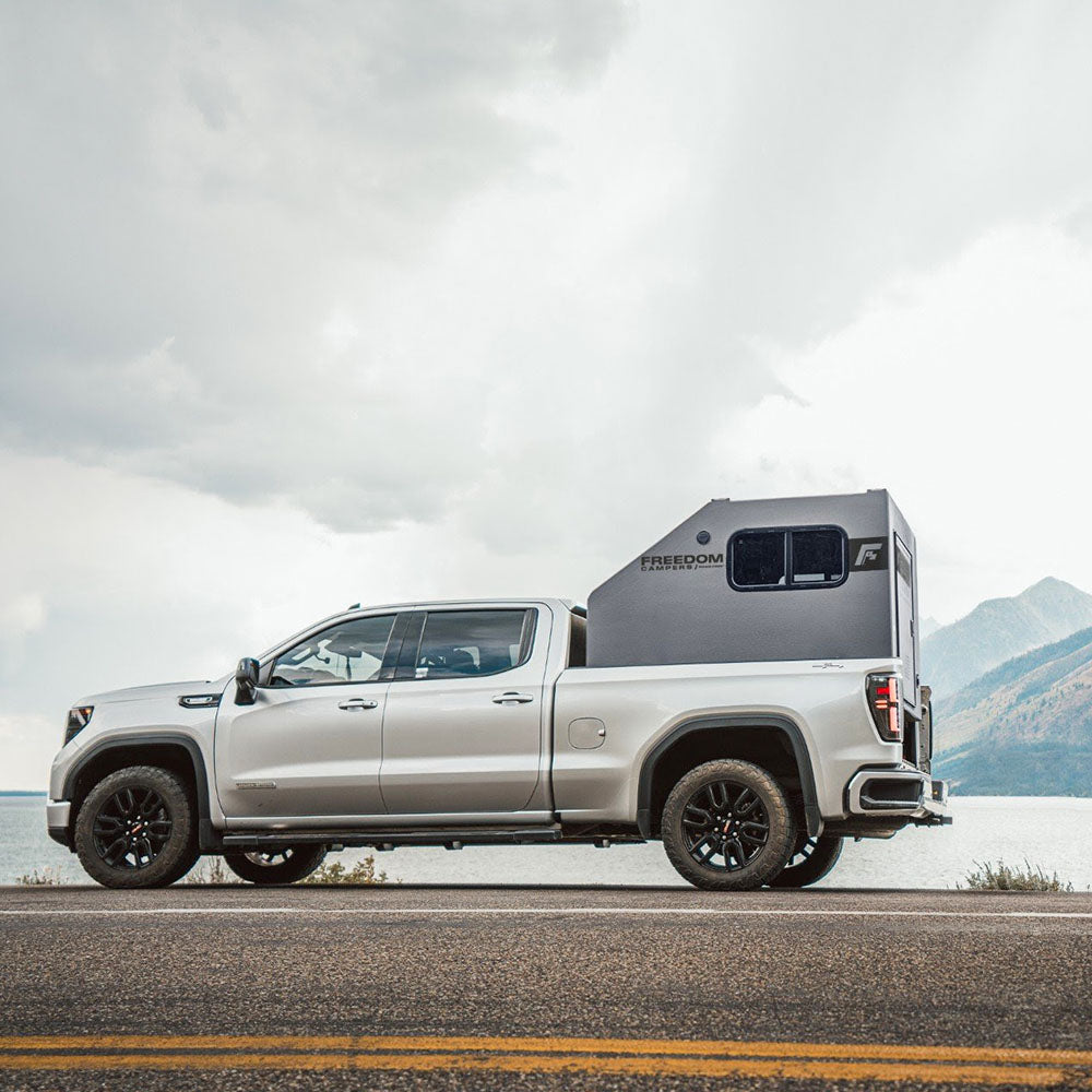 Hunting Camper in the back of a truck bed