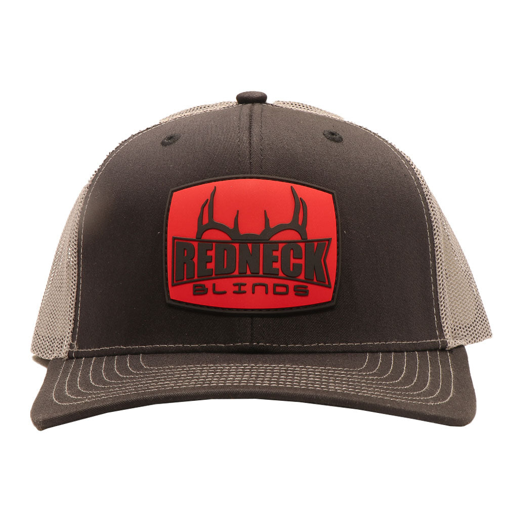 Red Leather Logo Patch Trucker Hat