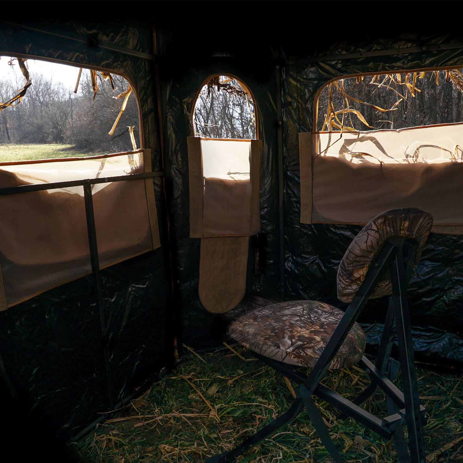 Soft Side 6x6 Burlap Deluxe Hunting Ground Blind